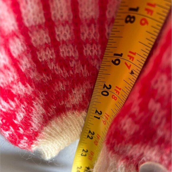 Vintage Wool Mohair Womens Cardigan Sweater Red White Knit Button Up Size M - Picture 7 of 9
